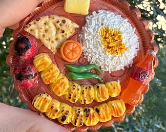Bandeja de kebab Chelo jooje hecha a mano, imán de regalo en miniatura para Nowruz