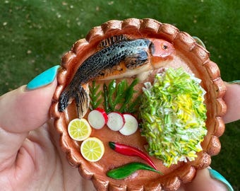 Bandeja magnética Sabzi Polo hecha a mano con decoración Nowrouz en miniatura, tamaño único y divertido