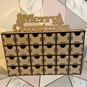 Handmade Make Your Own Wooden Advent Calendar Craft Kit DIY Plain Merry Christmas Blank MDF