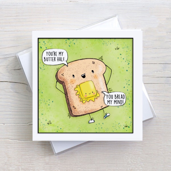 Butter Half Card, Valentines Day Cards, Valentines Day Card, Pun Cards, Butter Half Card Greeting Card, Anniversary Card, Food Puns