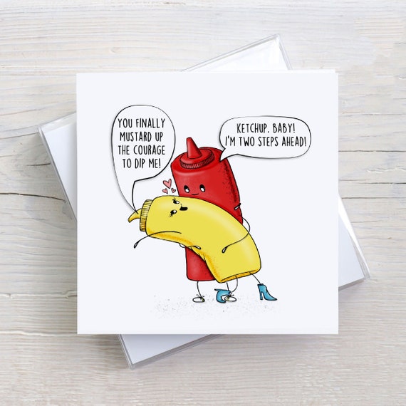 Mustard and Ketchup Card Valentines Day Cards Valentines Day | Etsy