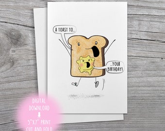 Birthday Card, Happy Birthday Card, 30th Birthday Card, Funny Birthday Card, Foodie Gifts, Pun Birthday, 40th Birthday Card, Printable Card