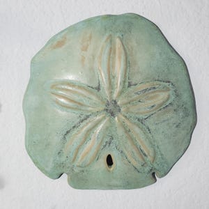 Large Hand-carved Ceramic Sand Dollar Wall Art, Beach Ocean Coastal Decor