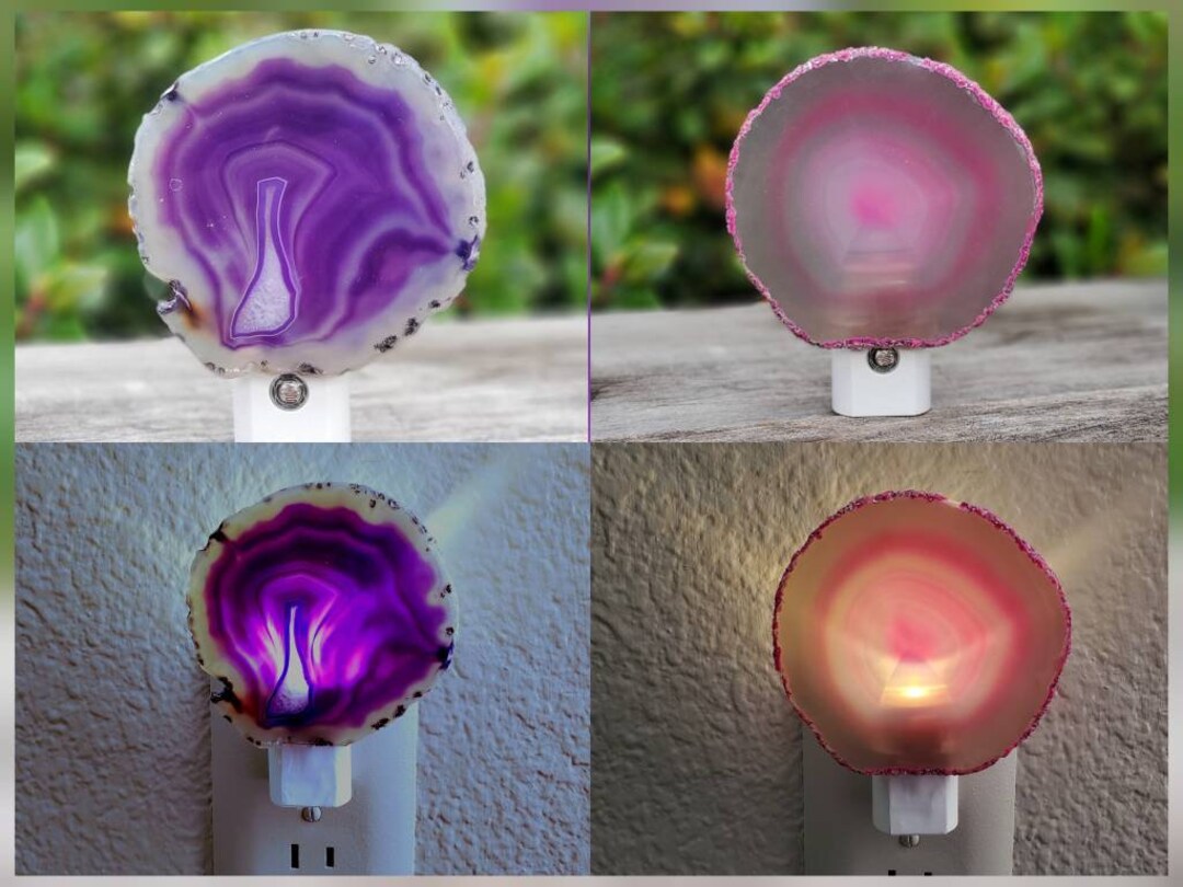 Buy Purple or Pink Agate Slice Plug-in Night Light, Auto On/off Dusk to ...