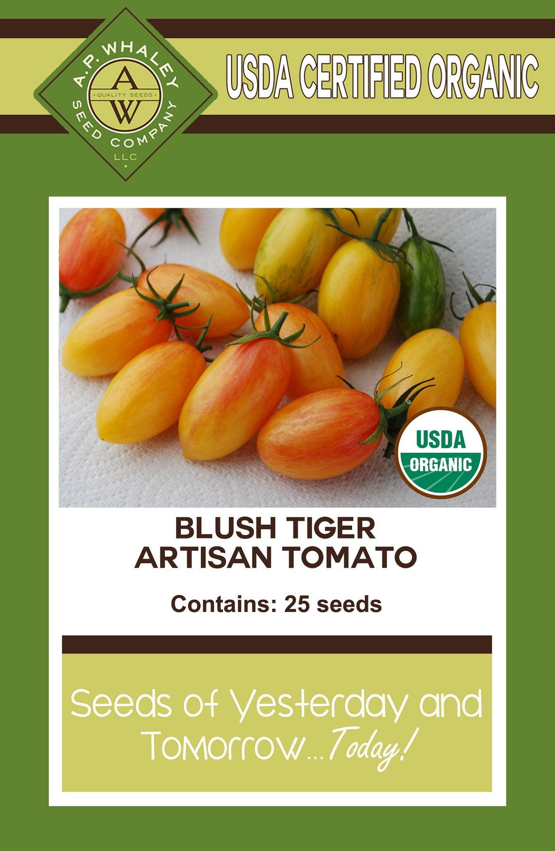 Artisan 'blush Tiger' Tomato Seed 25 Ct Packet Etsy
