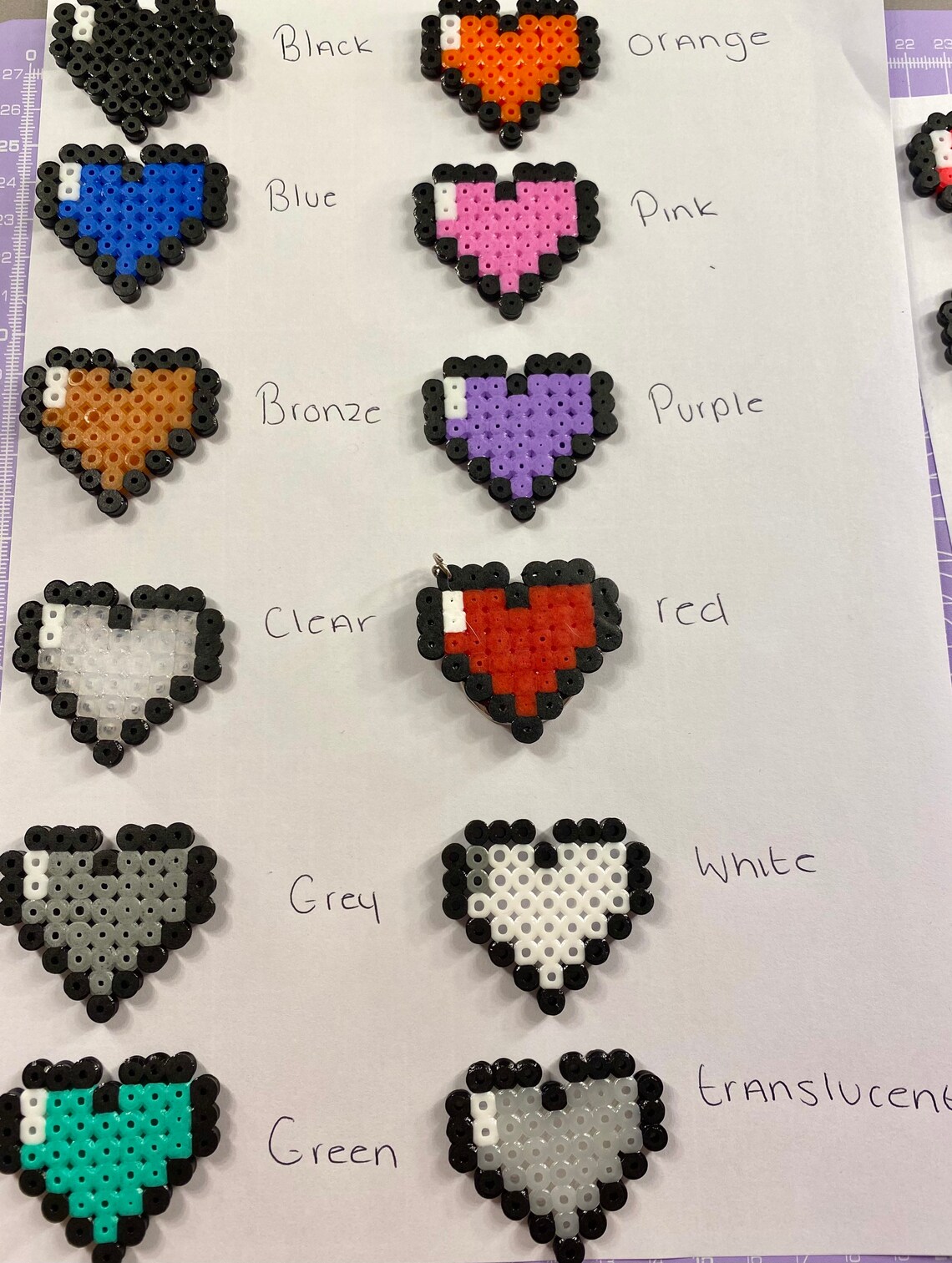 Heart keychain Perler bead keyring fridge Hama Etsy