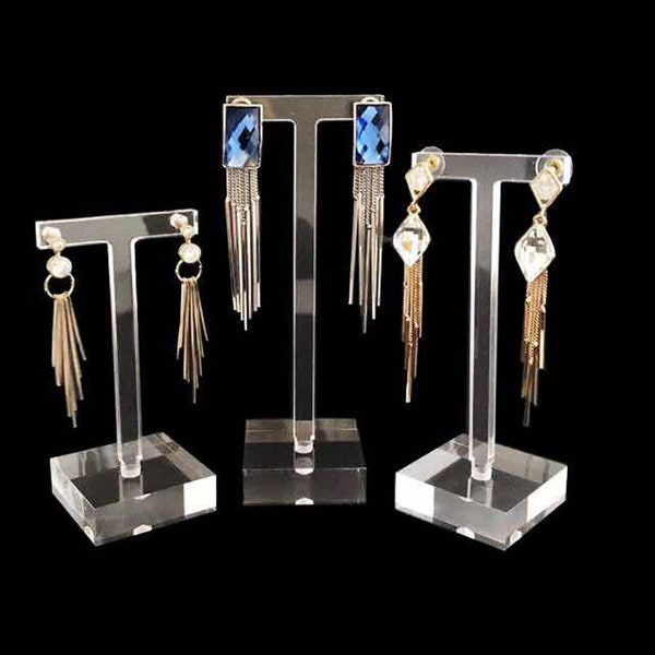 Modern Design Clear Acrylic Earring Display Stands Set Unique Style Premium Quality Trade Show Store Presentation High End Set of 3 PCs