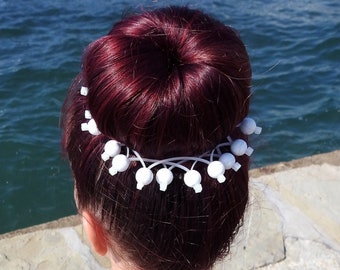 Bead Hair Bun Band / Zip Tie Headpiece / Hair Ring / Black Bun Wrap / Pony tail Holder / White Bun Holder / Flex Headband / Red Headwear