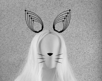 Costume Animal Ears / Cosplay Cat ears / Bunny Ears Headband / Black Hallowen Headdress / Carnival Costume / Party Animal Ears Headdress