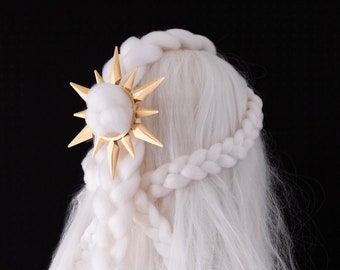 Gold Sun Hair Bun Crown / Halo Crown