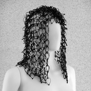 Futuristic Black Zip tie Wig / Festival Headpiece / Cosplay Headdress