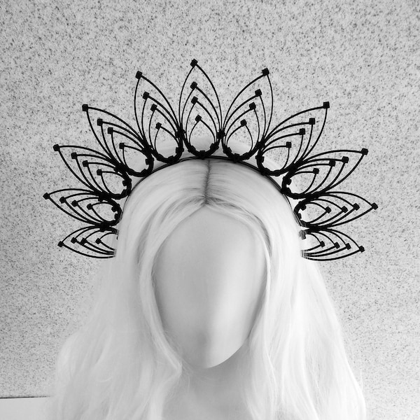 Black Halo Zip Tie Crown / Zip Tie Headband / Black Halo Headband / Halo Headdress / Zip tie Feather Crown / Goth Headband