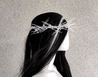 White Thorns Crown / White Religious Headpiece / Crucifix Crown of Thorns / Jesus Christ Crown / Cosplay Spiked Headdress / Zip tie Crown