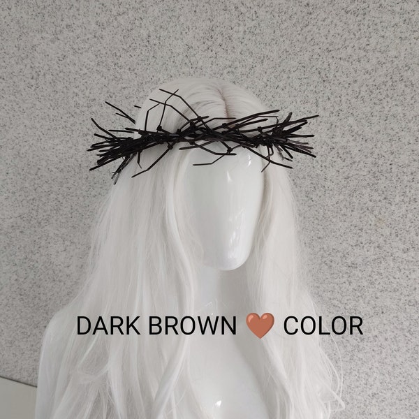 Dark Brown Jesus Thorns Crown / Dark Brown Religious Headpiece / Crucifix Crown of Thorns / Jesus Christ Crown / Cosplay Spiked Headdress