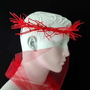 Coroa de espinhos de Jesus vermelho / Peça de cabeça religiosa vermelha / Coroa de espinhos de crucifixo / Coroa de Jesus Cristo /