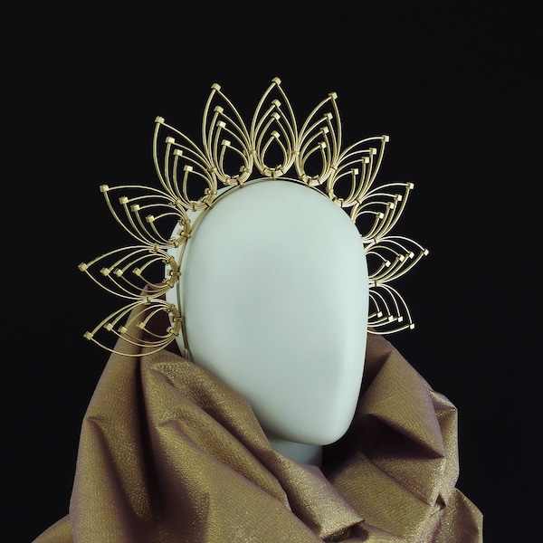 Gold Halo Zip Tie Crown / Zip Tie Headband / Gold Halo Headband / Halo Headdress / Zip Tie Feather Crown / Wedding Headdress