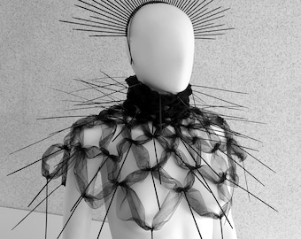 Black Spike  Tule Capelet