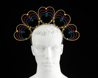 ORIGINAL Multicolor Zip Tie Heart Halo Crown / GBLT Celebration Crown / Pride Headdress / Gay Pride crown