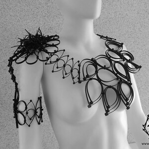 Black Body Jewelry / Big Black Bib Necklace / Contemporary Jewelry /Dark Fashion Necklace / Futuristic Zip tie Necklace /Avant-garde Jewelry image 2