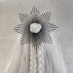 Black Starburst Hair Bun Band - Celestial Halo Hair Crown for Braids & Updos