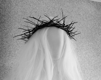 Jesus Thorns Crown / Black Religious Headpiece / Crucifix Crown of Thorns /  Jesus Christ Crown / Cosplay Spiked Headdress / Zip Tie Headwear - Etsy