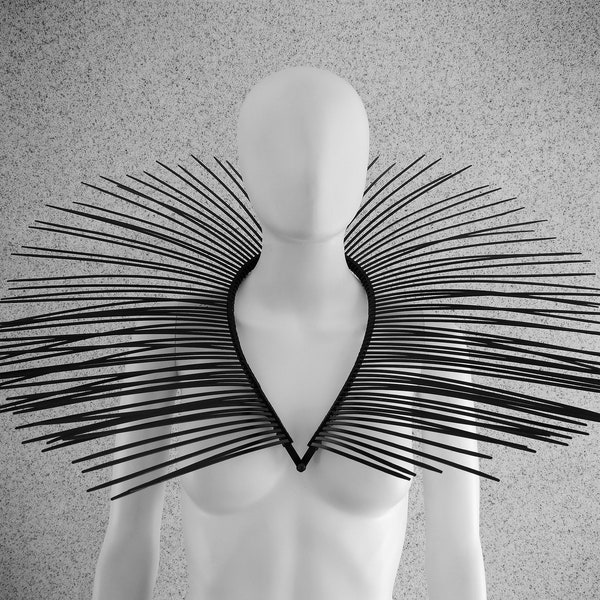 Black Spike Collar / Unisex Chest Piece / Male Neck Piece / Soft and Flexible Collar