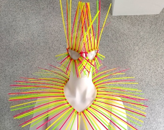 Fluorescent Multi Color Zip Tie Spike Set - Mask & Spike Collar