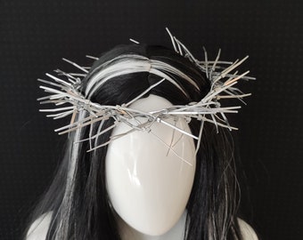Silver Zip Ties Jesus Thorns Crown / Silver Religious Headpiece / Crucifix Crown of Thorns / Jesus Christ Crown / Cosplay Spiked Headdress