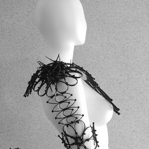 Black Body Jewelry / Big Black Bib Necklace / Contemporary Jewelry /Dark Fashion Necklace / Futuristic Zip tie Necklace /Avant-garde Jewelry image 4