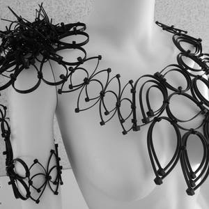 Black Body Jewelry / Big Black Bib Necklace / Contemporary Jewelry /Dark Fashion Necklace / Futuristic Zip tie Necklace /Avant-garde Jewelry image 3