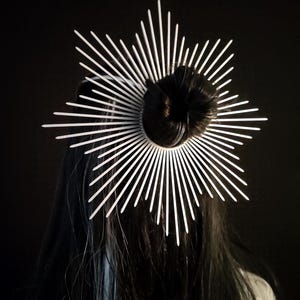 Silver Spike Star Hair Bun Band | Lightweight Bun Accessory in Silver Color | Unique Hair Jewelry for Women | Comfortable Festival Headpiece