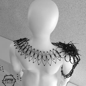 Black Body Jewelry / Big Black Bib Necklace / Contemporary Jewelry /Dark Fashion Necklace / Futuristic Zip tie Necklace /Avant-garde Jewelry image 5