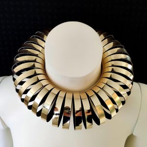Fringe Soft Gold Choker Collar /  Comfortable Gold Bib Choker Necklace / Adjustable Gold Collar Necklace