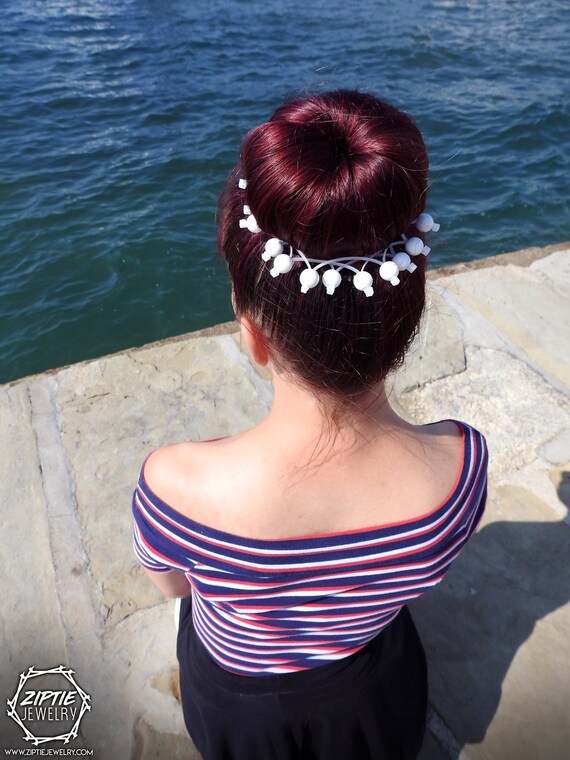 Bead Hair Bun Band Zip Tie Headpiece Hair Ring Black Bun Etsy