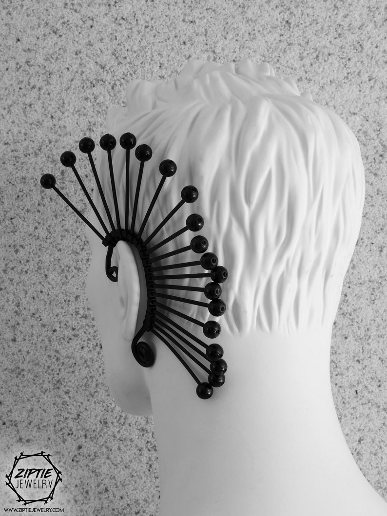 Black Bead Ear Cuff / Ear Cuff No Piercing / Ear Climber Etsy