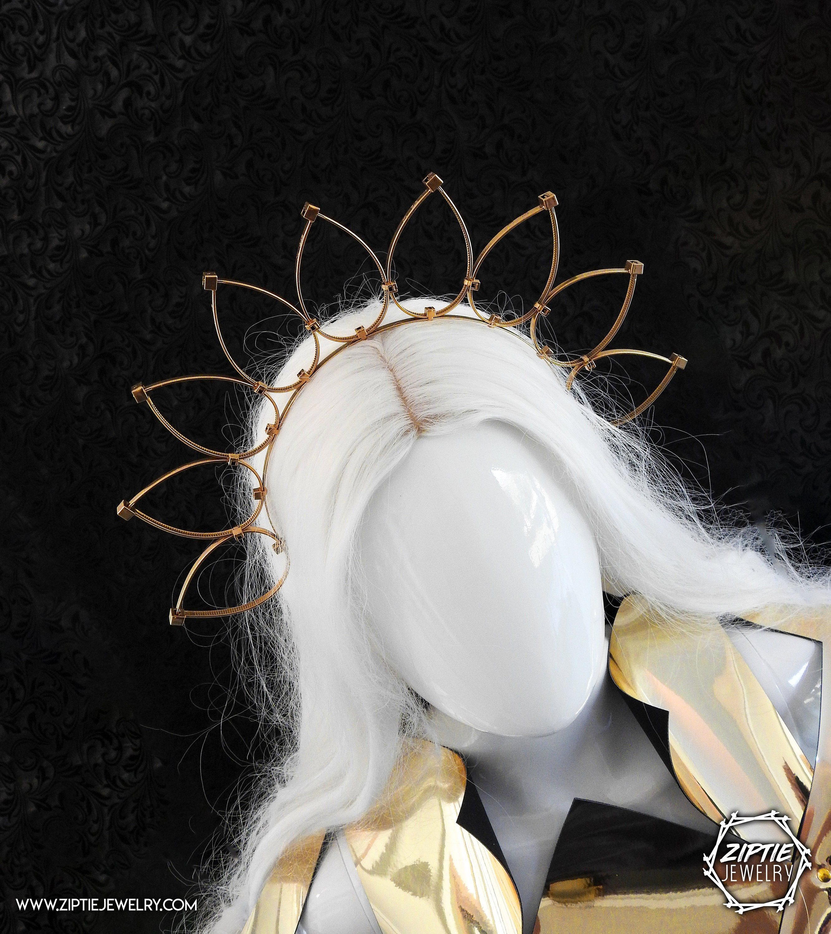 2288 Queen Halo Crown Headpiece - Zip Tie Spiked Hairband Sun Goddess Amazon.com: Fantherin Mary Halo Crown Headband Spiked Zip  main image 3