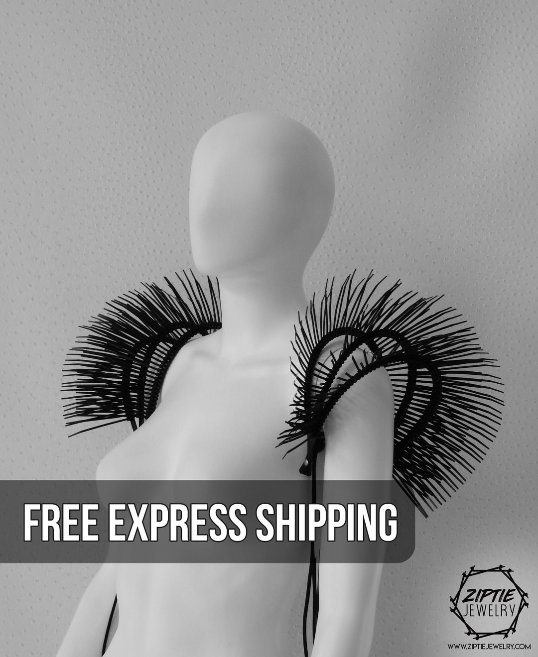 Black Shoulder Pads / Cosplay Shoulder Pad / Zip Tie Epaulettes