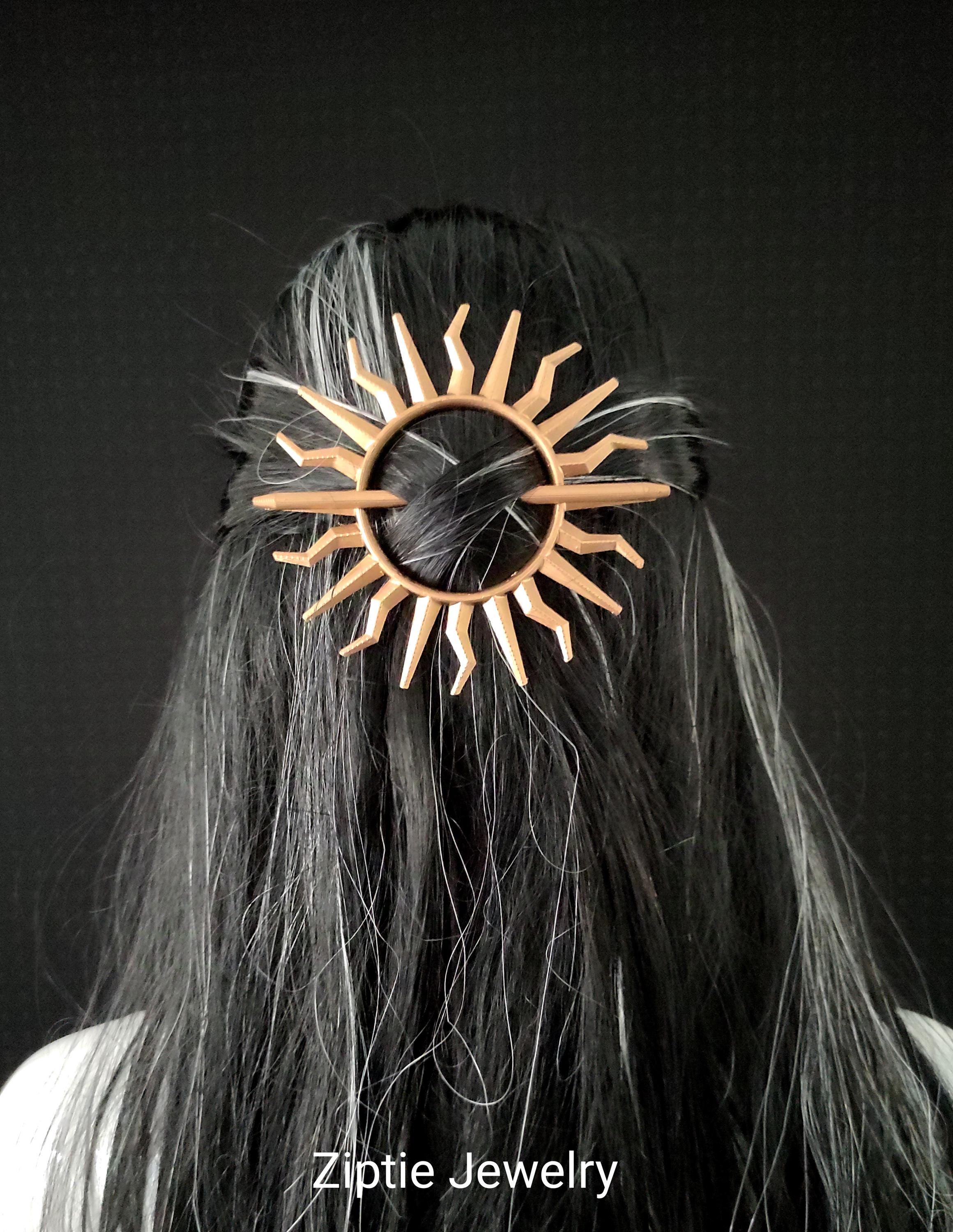 Sunburst Gold Hair Pin - Lightweight, Sturdy & Comfortable 3D