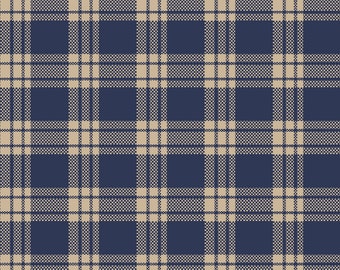 Homespun Fabric, Quilting Fabric, Primitive Fabric, Americana Fabric, Rustic Fabric, Farmhouse Fabric, Country Fabric, Blue Plaid Fabric