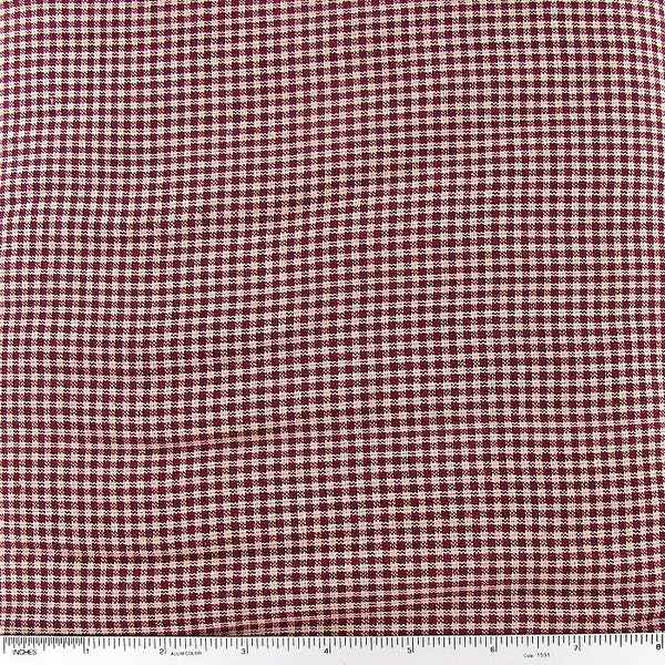 Homespun Fabric, Quilting Fabric, Primitive Fabric, Americana Fabric, Rustic Fabric, Farmhouse Fabric, Country Fabric, Burgandy Check Fabric