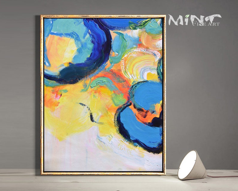 Printable Art Prints Yellow Abstract Flower Print Navy Mint Fine Art No.M447 pink Bedroom Wall Art Green Blue Gift for Her orange