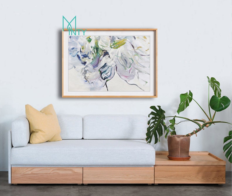 Abstract Flower Wall Art Prints Floral Printable Art minty Etsy