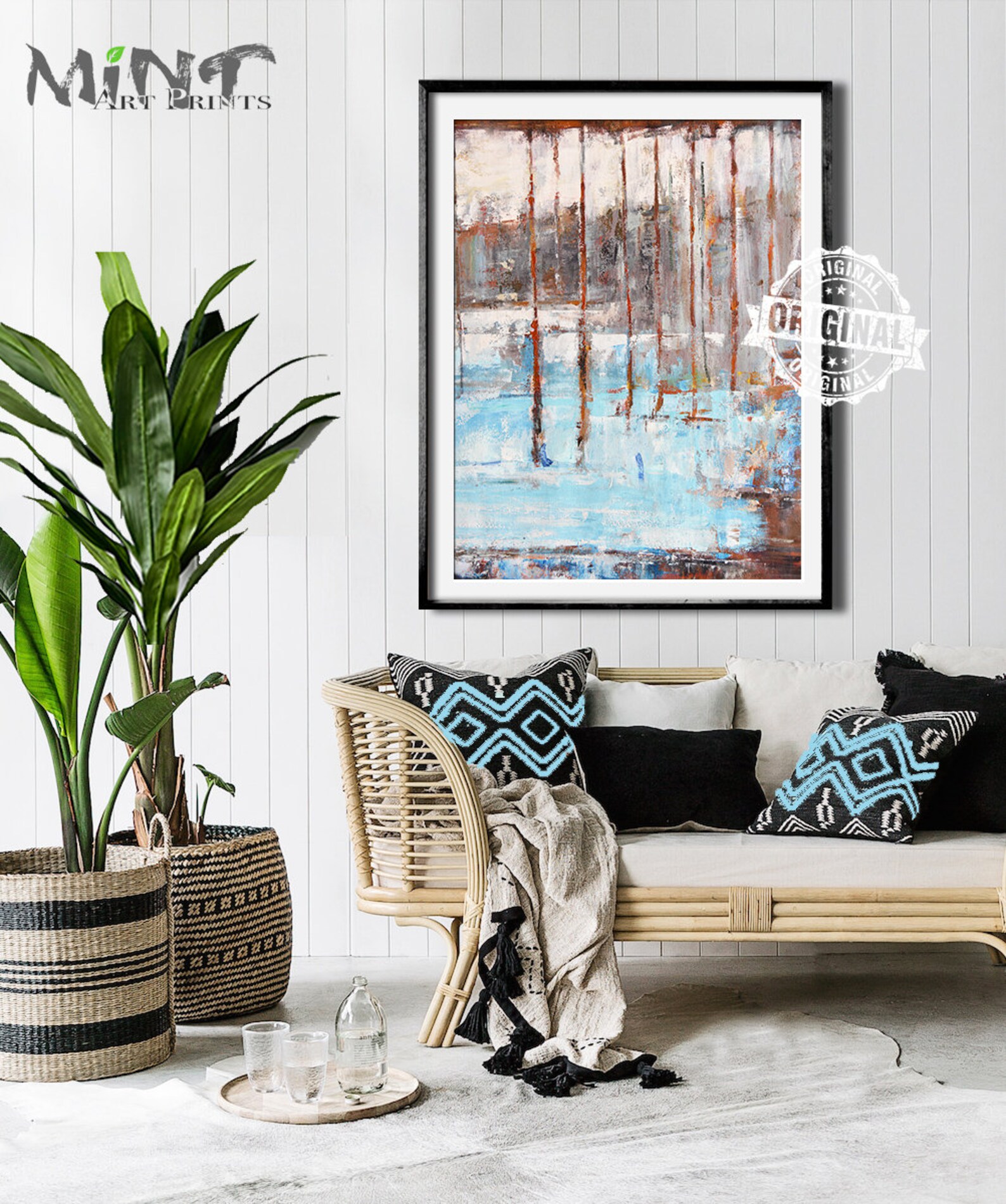 Abstract Art Landscape Painting Living Room Wall Art Print Etsy