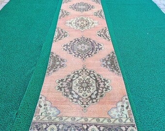 2'9X12 Turkish Wool Rug Runner Handknotted  Runners Vintage Oushak Runner Entry Rug!// 4149