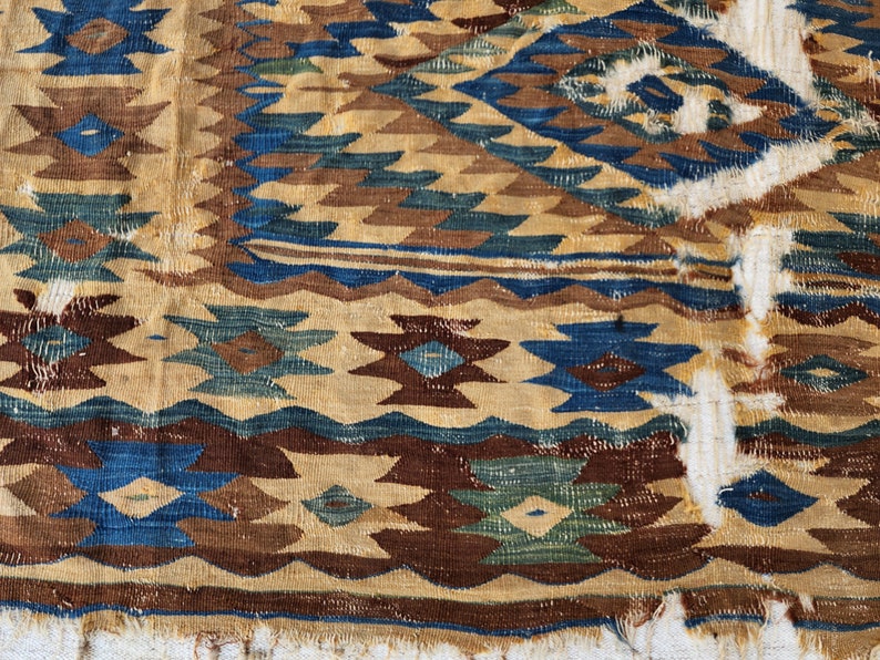 Antique Balkans Kilim Rug: 19th Century Handwoven Anatolian Rug (7.5x5 ...