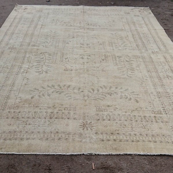 vintage room size turkish rug,11.2x7.4 Oushak Rug, Antique Rug, Home rug, Boho rug Decorative Rug, Handwoven rug,over size rug, beige color