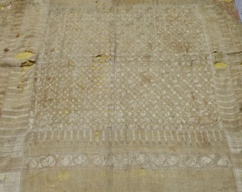 Beauttiful Antique Hand-Embroidered Linen Tablecloth SİLK-and-SILK-Embroidery,225x95 cm