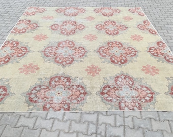 10X12 Vintage Turkish Rug,Hand-knotted Rug, Oversized Oushak Carpet,Square Area Rug !//8373