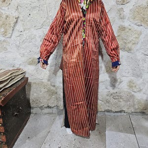 Tile Red Dress,Antique Silk Dress,Turkish Anatolian Female Dress,Turkish Silk Kaftan and Robe
