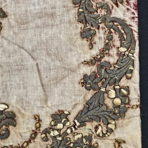 Antico ricamo turco, filo d'argento ricamato, tessuto in velluto ottomano, un raro oggetto da collezione 3433 immagine 4